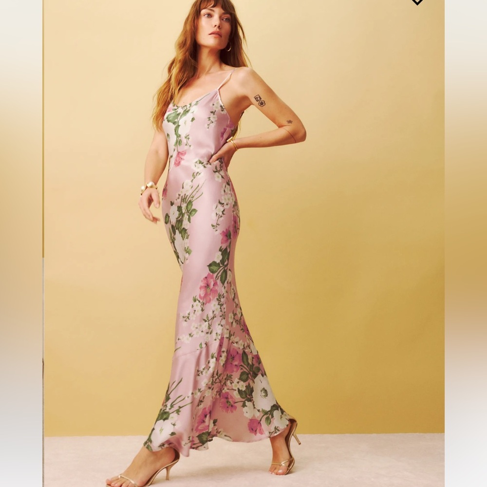 Reformation Parma silk dress in Rose Garden